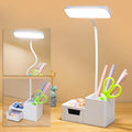 Hot Sale Eye  USB Rechargeable Folding Dimming Phone Holder LED Desk Lamp With Pen Container Storage Drawer
