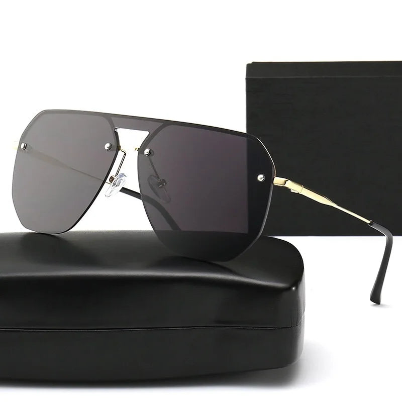 Hot Trendy One Piece Frameless Lenses Fashion Oversized Vintage Sunglasses