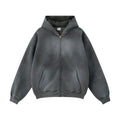 Sun Faded Drop Shoulder Plain Luxury Cropped 100% Cotton Hoodie Fashion Distressed Custom Acid Wash Hoodie Men's Zip up Hoodies