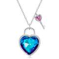 Heart Shape Love Lock and Key Crystal Pendant Necklace Authentic 925 Sterling Silver Pendant for Women Necklace Jewelry Making