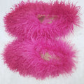 Ins Fashion Winter Ladies Plush Slides Slippers Indoor House Home Fluffy Fur Slippers for Women