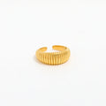Fenny 18K Gold Plated Fashion Retro Tire Pattern Opening Ring Designer French Jewelry Stainless Steel Wholesale Jewelry