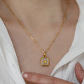 SC Hot Selling Trendy 18k Gold Plated Necklace Retro Queen Square Pendant Necklace Stainless Steel Chain Necklace for Women