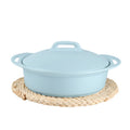 China Wholesale New Bone Soup Pot Porcelain Matt Blue Soup Tureen With Lid and 2 Handles Set