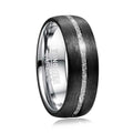 Wholesale 8mm Width Tungsten Rings for Men Black Carbon Fiber and Meteorite Inlay Shiny Polished Inside Classic Style Inside