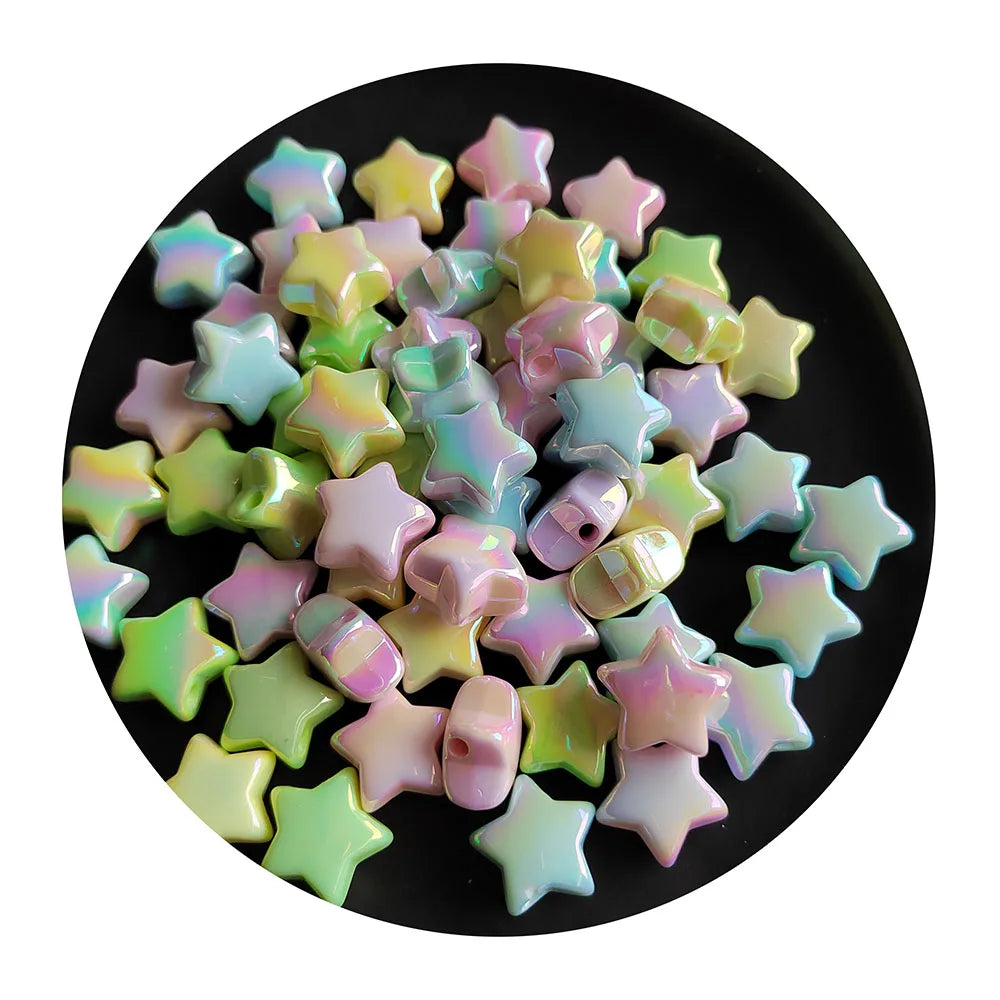 100pcs AB Colorful Gradient Star Round Heart Berry Pumpkin Beads Slime Fillers Acrylic Beads for Necklace Jewelry Making