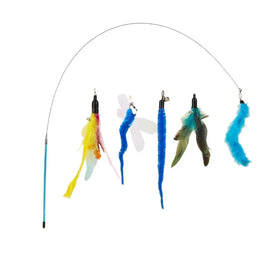 Teasing Cat Stick Toy Modern Design Realistic Insect Ball Nylon & Plastic Feathers Eco-Friendly Anxiety Relief Amuse Cats