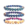 2023 Tiger Eye Semi-Precious Crystal Beaded Bracelets for Men Women Geometric Feng Shui Stone Healing Stretch for Stress Relief