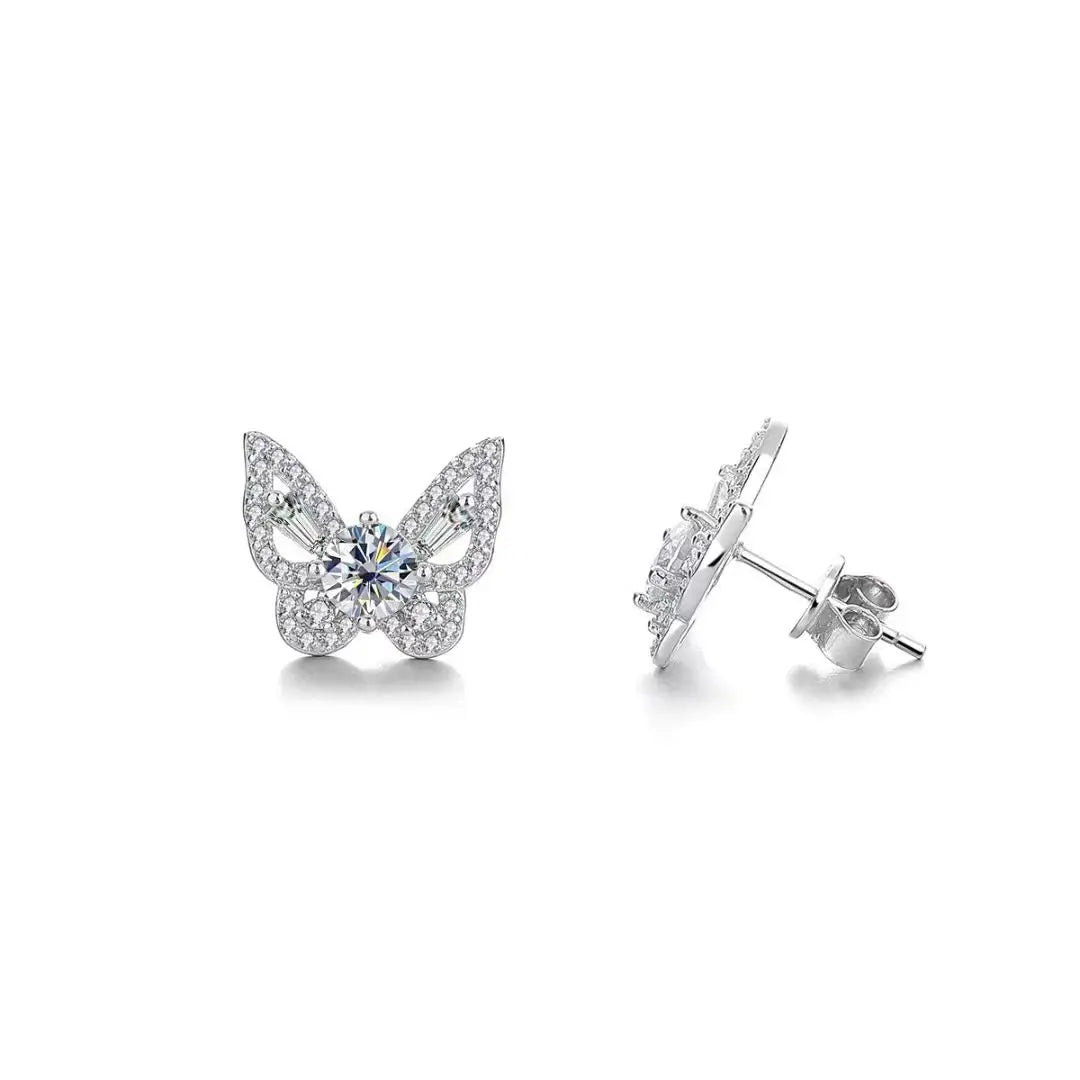 925 Sterling Silver Moissanite Earrings butterfly Style Sweet Romantic Gorgeous Jewelry Gift
