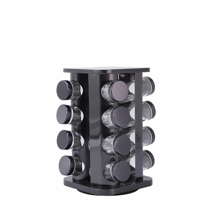 Stainless Steel Revolving Spice Rack 16 Jars Countertop Condiment Tower NO Spices Included Easy Control Salt Pepper Seasoning