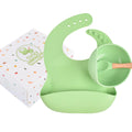 Non-Toxic BPA-Free Food Grade Silicone Baby Bib Bowl & Feeding Spoon Set with Cute Design for Babies