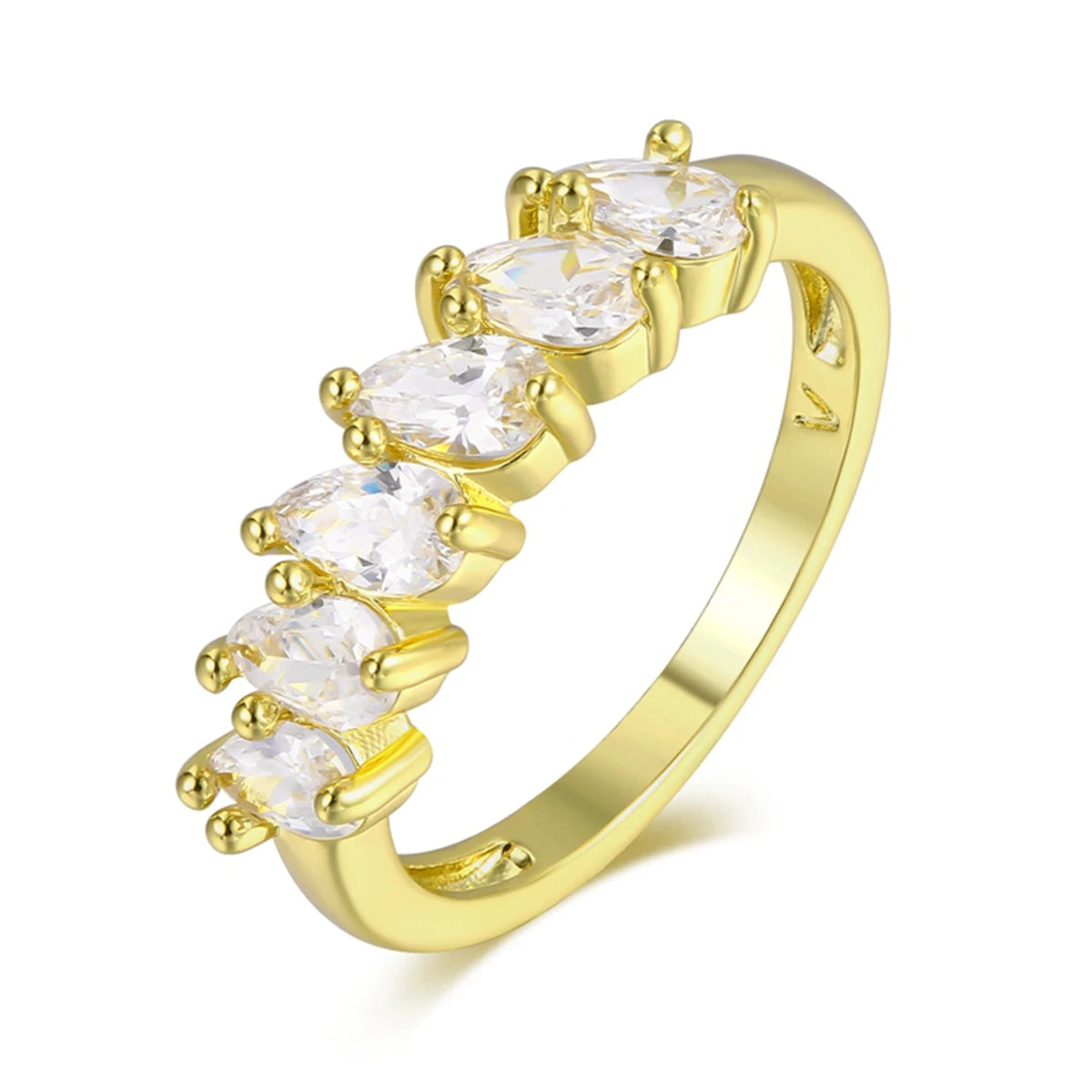 Wholesale 18K Gold Plating Rings White Zircon Stone Ring  Rhodium Plating Ring for Women