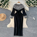 2025 Elegantly Embroidered Beaded Sequin Shawl Patchwork Temperament Black Dress Dress