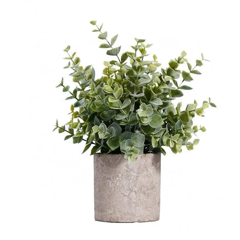 A-3198 Potted Artificial Eucalyptus Boxwood And Rosemary Plants