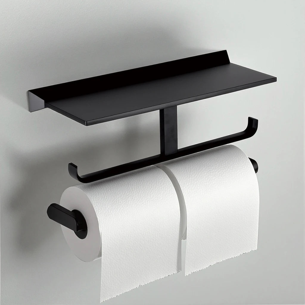Modern Home Wall Mounted Metal/Copper Toilet Tissue Holder with Double Roll Adjustable Gun Grey Finish for Bathroom Accessory