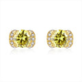 Fine Jewelry 925 Sterling Silver Rhinestone Zircon Women Fashion Geometric Gemstone Diamond Stud Earrings