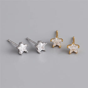 SP Wholesale Minimalist Zircon Studs S925 Sterling Silver Zircon Star Stud Earrings