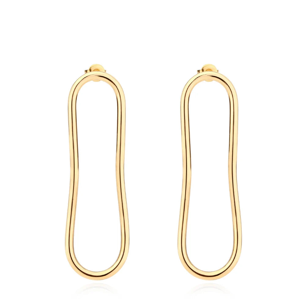 Simple Style Smooth Lines Gold Plated Hoop Earrings 100% Brass Stud Drop Round Circle Drop Dangle Earrings for Wholesale Gifts