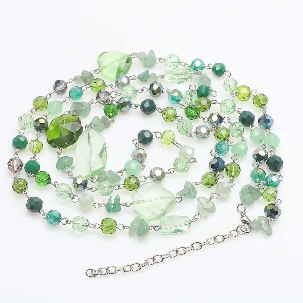 Zhubi Wholesale Green Glass Beaded Jewelry Necklace Rosary DIY Ornaments Handmade Prayers Glass Beads for Garment Decoration