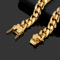Hip Hot Mens Jewelry 10mm 12mm Gold Miami Cuban Link Bracelet 7''  8.5" Gold Plated Curb Cuban Link Chains