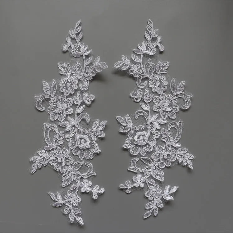 Handmade DIY Home Furniture Decoration Embroidery French Tulle Lace Fabric 100% Polyester Elegant Pair Flower Shoes Wedding Veil