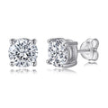 Fashion Wedding Accessories Jewelry Prong Setting Round CZ 925 Silver Fine Diamond Stud Earrings for Women