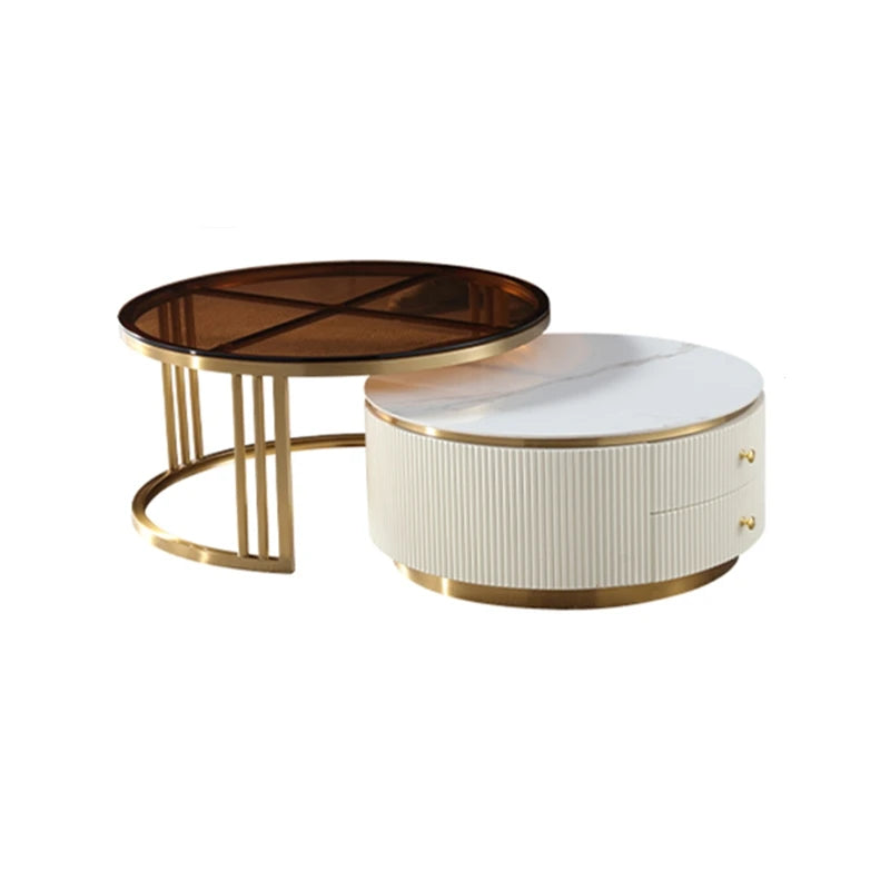 2023 Light Luxury Design White or Black Tv Stand or Coffee Table Gold Center Table for Living Room Modern Marble Coffee Table