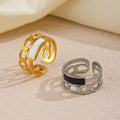 Nabest Gold Plated Women Laryers Twists Hollow Drop Oil Ring Stainless Steel Waterproof Open Geometric Enamel Ring Jewelry