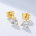 Latest Design Hip Hop Fashion Jewelry 925 Silver Round Brilliant Cut Cubic Zircon 14k Gold Plating Stud Earrings