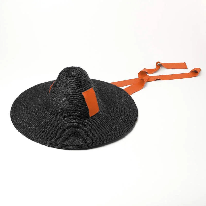 Custom Stylish Design Sombreros Women Lady Summer Holiday Beach Wide Brim Sun Hat With Tie Ribbon