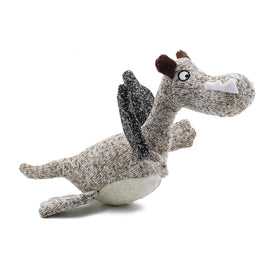Hot Sale Stock Pet Toy Animal Design Soft Knit Brown Cute Dino Squeak Plush Dog Chew Toy