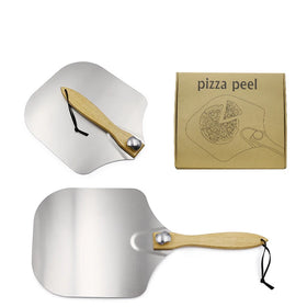 Aluminum Pizza Peel 12 Inch X 14 Inch With Foldable Wooden Handle Pizza Paddle