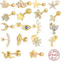 Hot Sale 1 Piece Mini Eye Star Diamond Piercing Jewelry Butterfly Flower 925 Sterling Silver Crystal Stud Earrings