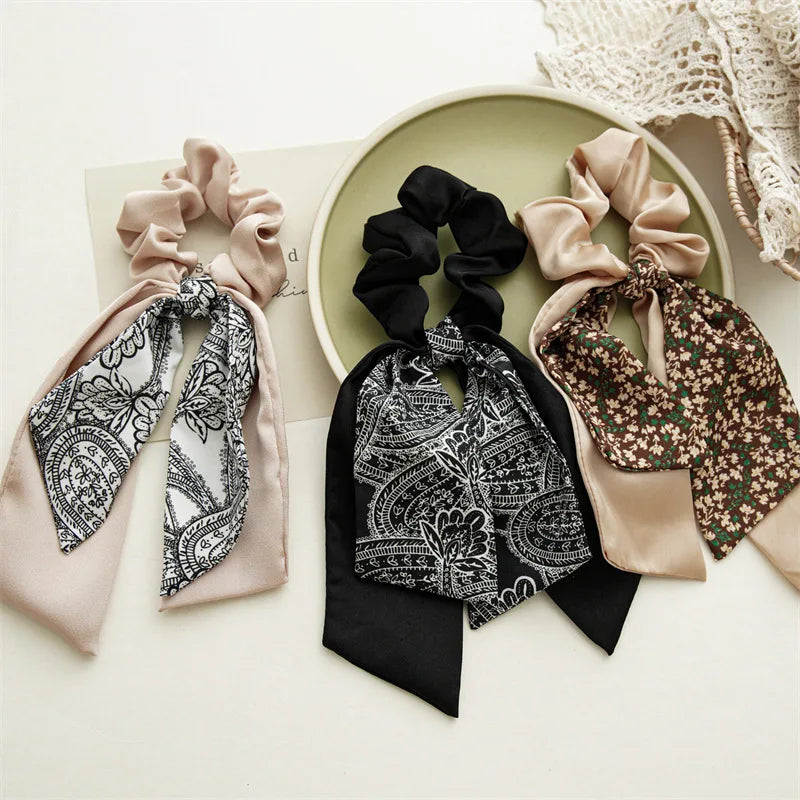 Jumbo Vintage Knitted Hair Ties Scrunchies with Tie for Adding a Stylish Touch to Your Hairdo