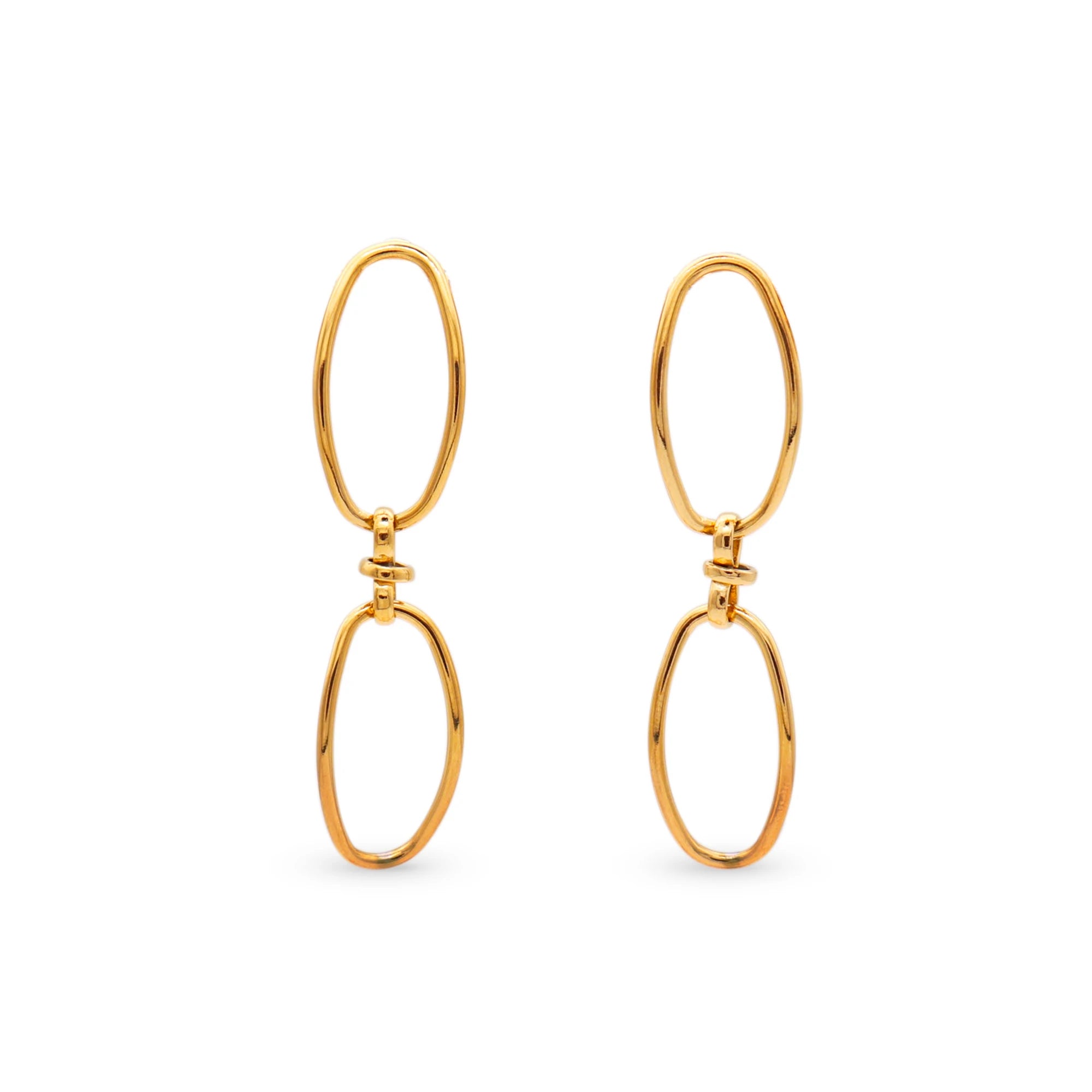 Chris April Fashion 316L Stainless Steel PVD Gold Plated Minimalist Oval Chain Drop Earring