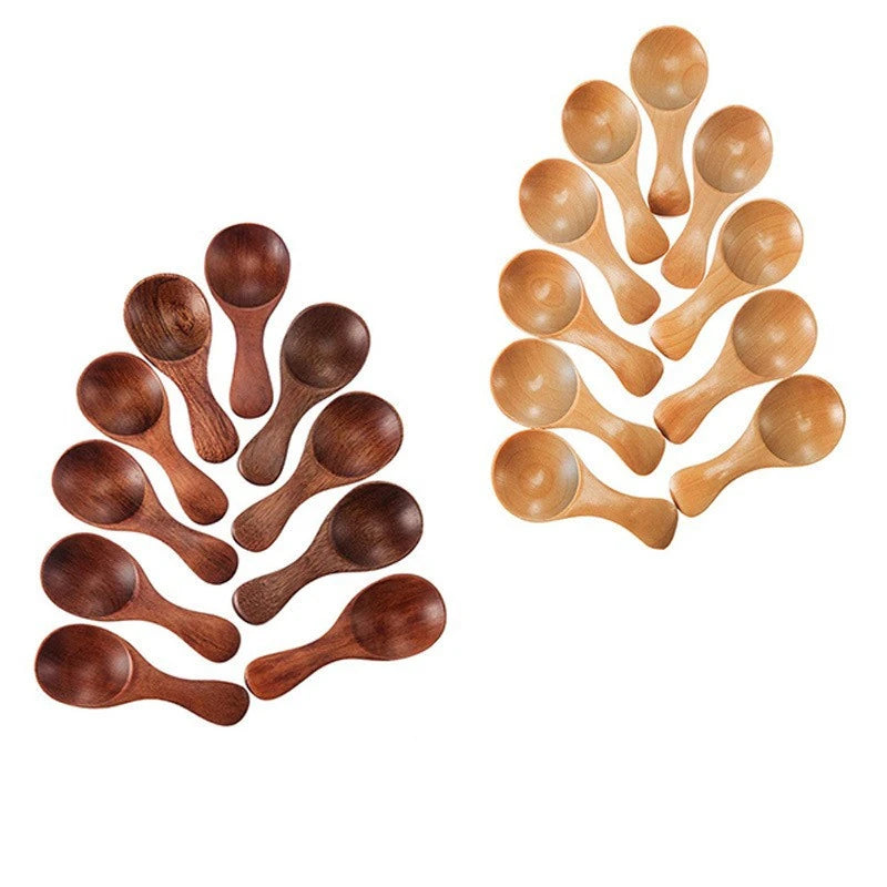 Fashionable Bamboo Wood Mini Spoons for Condiments Sugar Seasoning Salt Honey Tea Coffee Jam Mustard Ice Cream