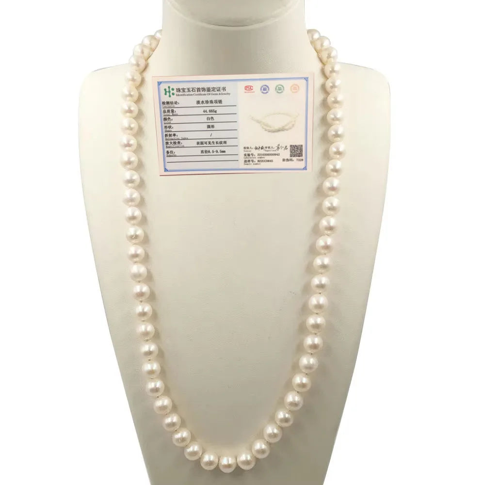 64 CM 10-11 mm Perfect Round High Luster Nature Pearl  LONG PEARL NECKLACE 100% NATURAL FRESHWATER PEARL knotted Beads
