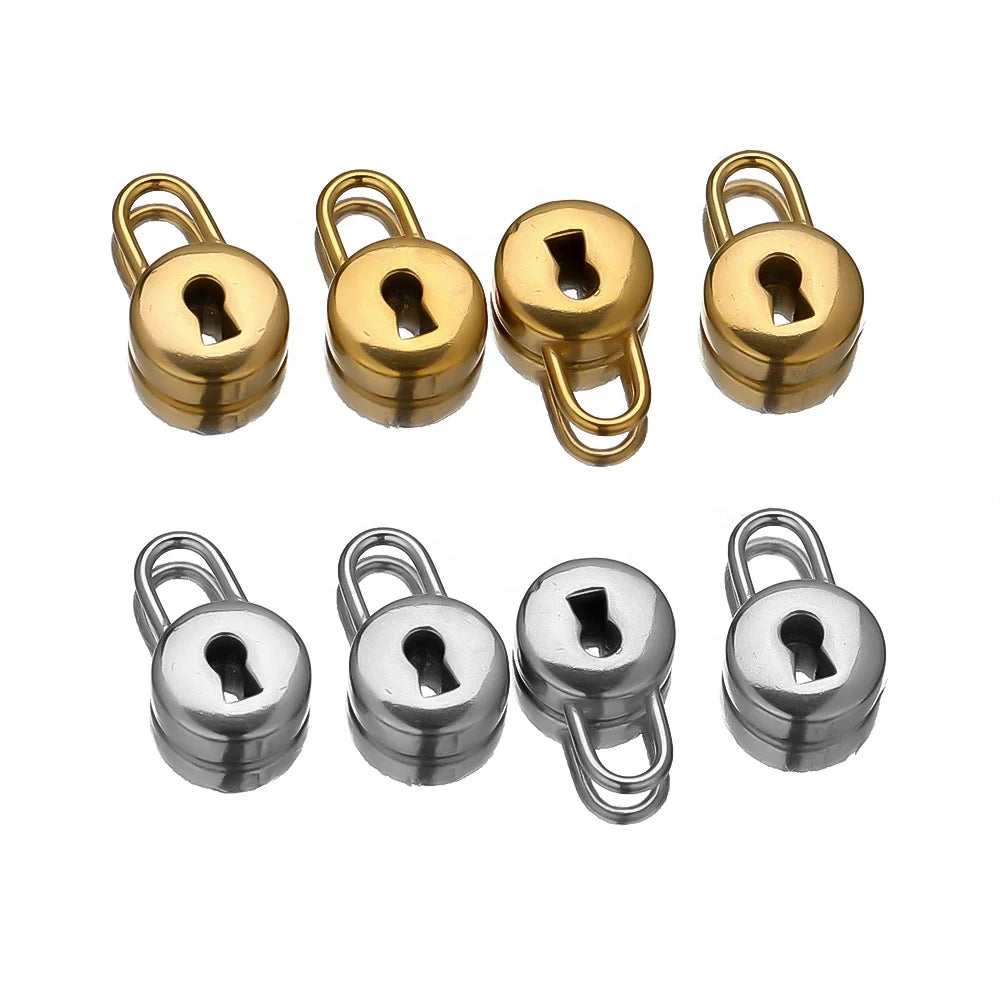 5Pcs Cute Stainless Steel Round Head Lock Type Charms Pendants for DIY Jewelry Findings Necklace Making Supplies Bulk Wholesale