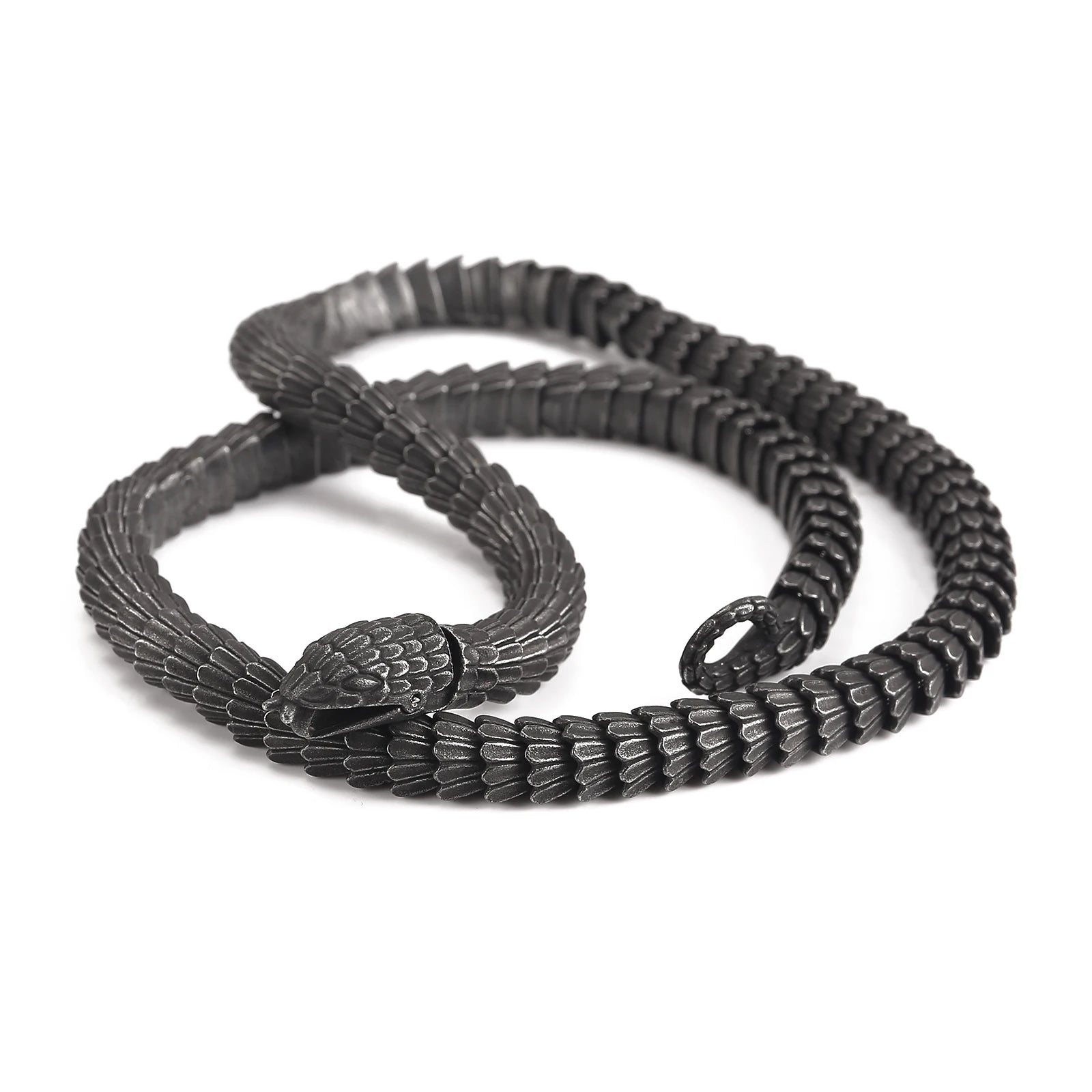 Nordic Design Stainless Steel Norse God World Serpent Jormungandr Snake Necklace Viking Jewelry