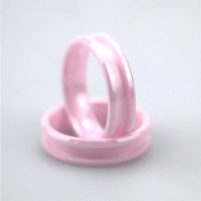 4mm 6mm 8mm Customized Size Polished Beveled Pink Ceramic Ring Base Blanks for DIY Jewelry
