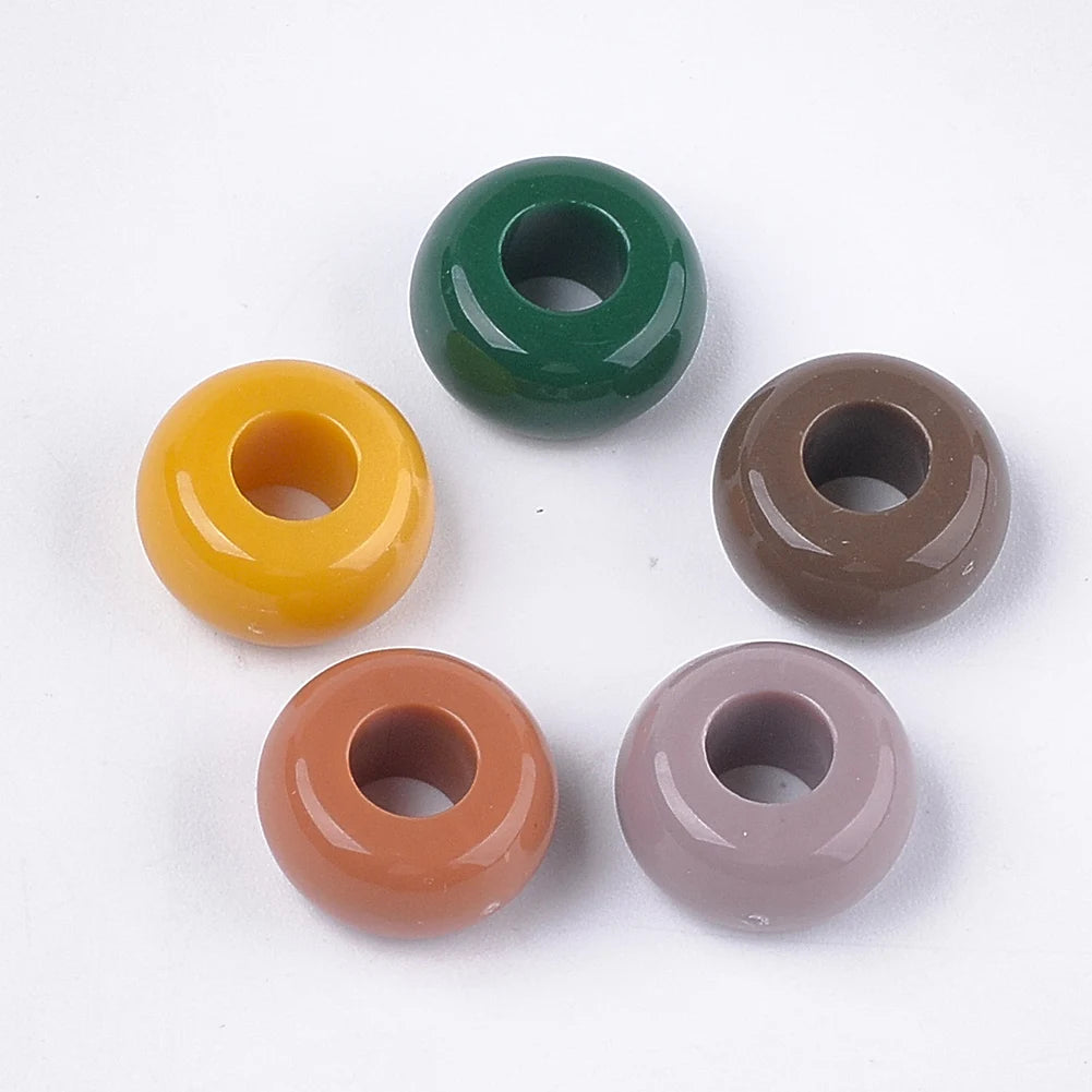 PandaHall 200 Pcs 13.5mm Mixed Color Rondelle Opaque Acrylic Beads Large Hole Beads