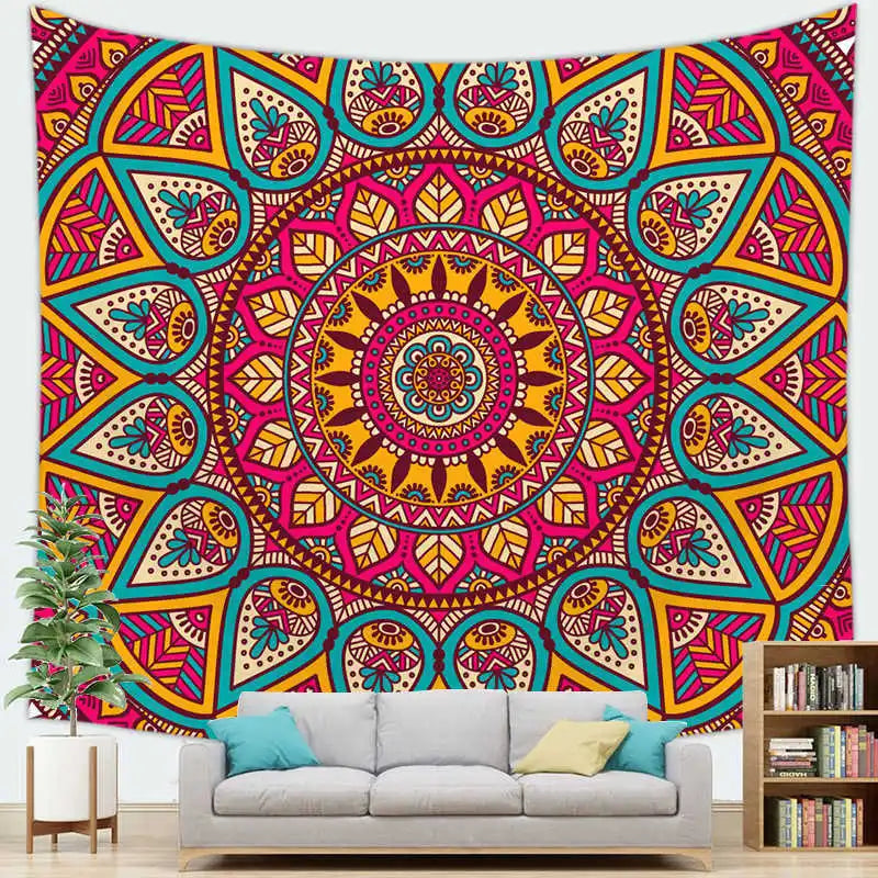 Contemporary Landscape Cotton Linen Wall Tapestry Decor Eco-Friendly & Machine Washable