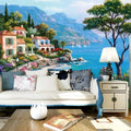 8D Mural 5D Mediterranean Landscape Wallpaper Living Room Sofa Tv Background Wallpaper 3D Film And Television Wall Covering