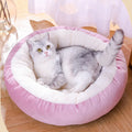 The New Eco-Friendly Breathable Plush Cat Bed Cave Solid Pattern Removable & Washable Round Pet Bed