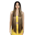 Ash Blonde Ombre T Part Synthetic Hair Wig With Highlights Middle Part Lace Front Wig Long Silky Straight HD Transparent Swiss