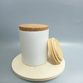 Luxury Customized Logo Colored Matte White Glass Candle Jars Container with Wood Lid Gift Box