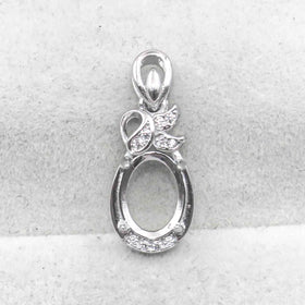 Sterling Silver 7*9/8*10mm Semi Mount Pendant Empty Frame Blank Support Setting S925 Base Without Center Stone for DIY Inlay