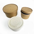 For Shallow Hot Curry 32oz 40oz Pla Coating Salad Bowl Biodegradable Recycle Kraft Paper Box Bowls Plate with pp Lids