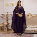 Hafizah 2026 Dubai Luxury Multi Color Rhinestone Butterfly Sleeve Muslim Long Dress Modest Abaya