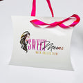 Custom Shiny Glossy Black Pillow Shape Box with White logo for Gift Bundle Hair Packaging Box